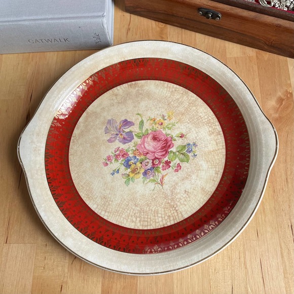 Vintage Cronin China Co Royal Rajah round handled serving dish 22K gold gilded - Picture 7 of 11